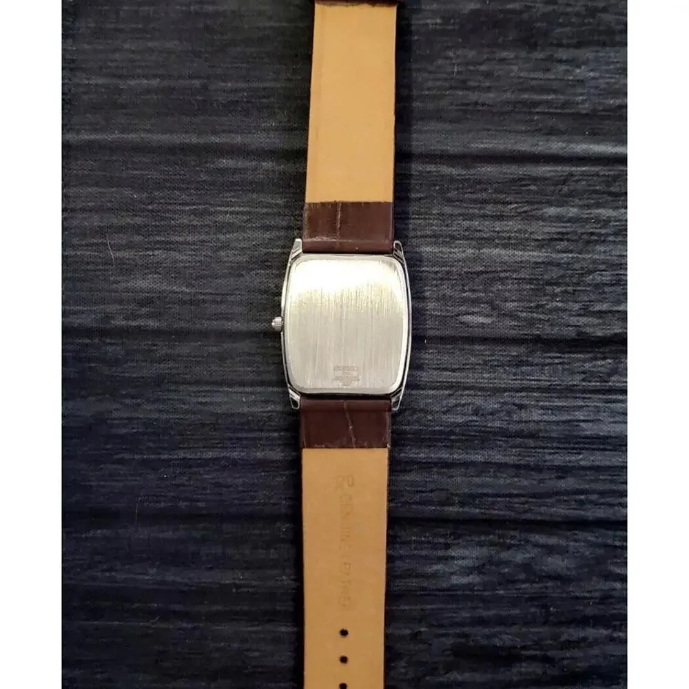 RARE NOS Seiko Men Barrel Tank White Roman Dial Brown Strap - Picture 7 of 7